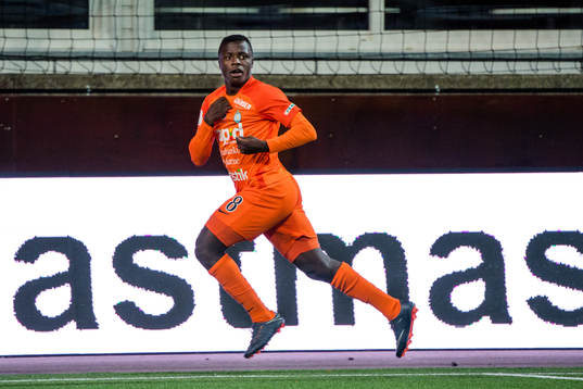 AFC Eskilstunas Ousmane Camara jublar efter 2-+