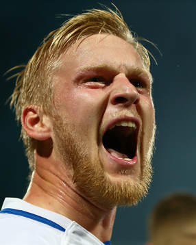 Norrköpings Kalle Holmberg jublar och vrålar