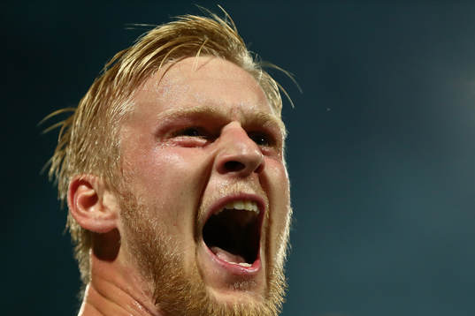 Norrköpings Kalle Holmberg jublar och vrålar