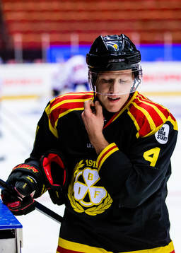 Brynäs Niclas Lundgren innan ishockeymatchen i SHL mellan