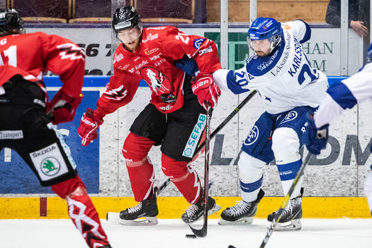 Vita Hästens Kevin Elgestål och Leksands Mattias Karlsson