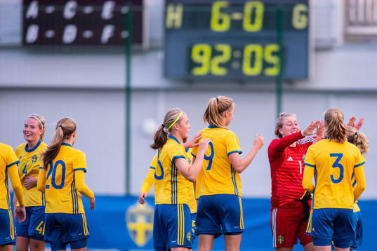Sveriges spelare jublar