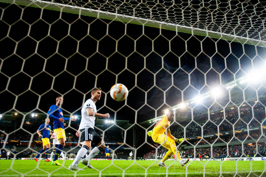 Issam Jebali of Rosenborg (not pictured) scores the 1-3