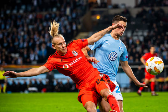 Domagoj Vida of Besiktas and Marcus Antonsson of Malmö FF