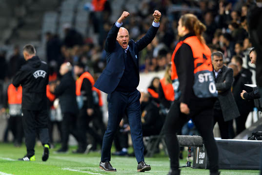 Uwe Rösler, head coach of Malmö FF celebrates