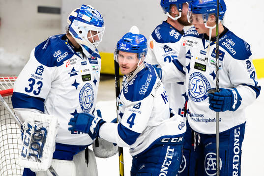 Leksands målvakt Axel Brage, Mattias Nilsson  och Wilde