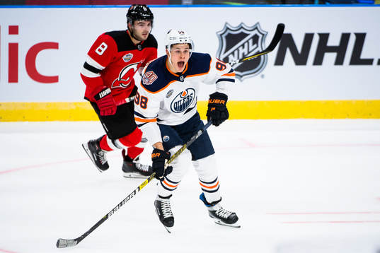 Will Butcher of the New Jersey Devils and Jesse Puljujarvi