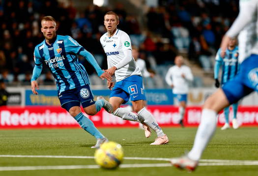 Djurgårdens Nicklas Bärkroth och Norrköpings Simon Thern