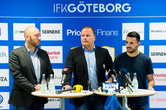 IFK Göteborgs klubbdirektör Max Markusson, Mikael Vilka och tränare Poya Asbaghi