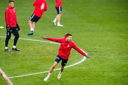 Goalkeeper Ørjan Håskjold Nyland and Martin Linnes of Norway