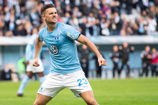 Malmö FFs Marcus Antonsson jublar efter 1-1