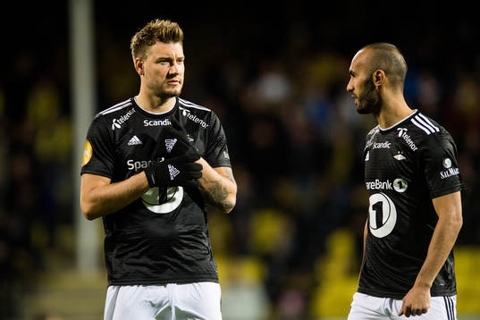 Nicklas Bendtner and Issam Jebali of Rosenborg