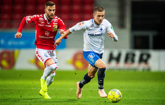 Kalmars Filip Sachpekidis och Norrköpings Simon Thern