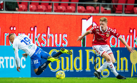 Kalmars Rasmus Elm och Norrköpings Jordan Larsson