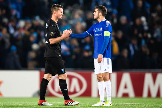 Markus Rosenberg of Malmö FF thanks Joonas Tamm of