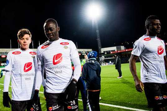 Sixten Dalen Jensen and Akor Jerome Adams of Sogndal