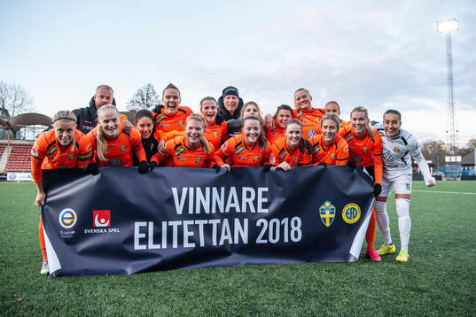 Kungsbackas spelare och ledare jublar