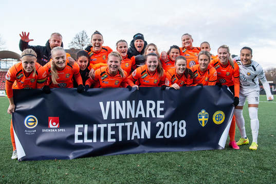 Kungsbackas spelare och ledare jublar