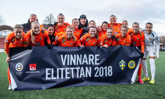 Kungsbackas spelare och ledare jublar