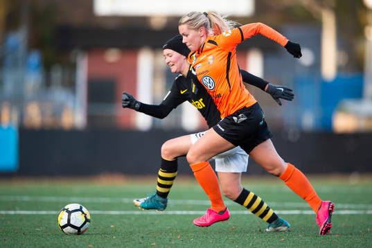 s Linnéa Eriksson under fotbollsmatchen i Elitettan mellan AIK och Kungsbacka den 28 oktober 2018 i Stockholm.