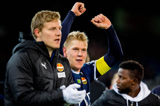 Jakob Glesnes of Strømsgodset celebrates