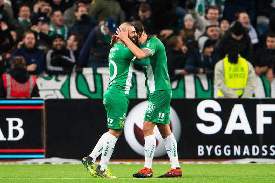 Hammarbys Kennedy Bakircioglu och Björn Paulsen jublar