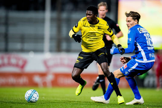 Afeez Aremu of Start and William Alibin Kurtovic of Sandefjord