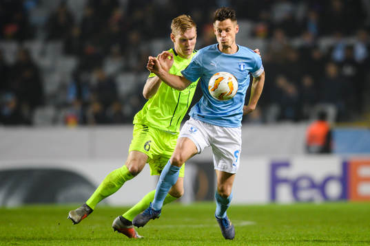Joonas Tamm of Sarpsborg 08 and Markus Rosenberg of Malmö