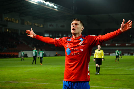 Helsingborgs Andri Runar Bjarnason  jublar efter 2-1