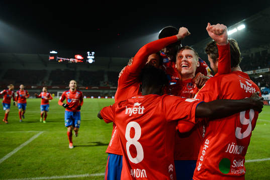 Helsingborgs Andri Runar Bjarnason  jublar efter 2-1