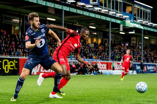 Christoffer Aasbak of Kristiansund and Gilbert Koomson of