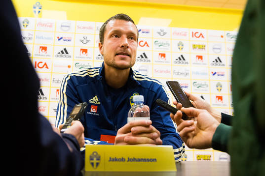 Sveriges Johan Jakobsson i den mixade zonen