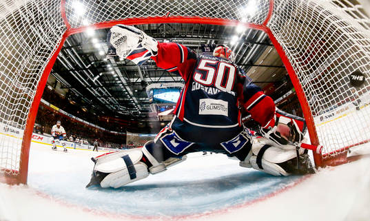 Linköpings målvakt Jonas Gustavsson släpper in mål 1-3
