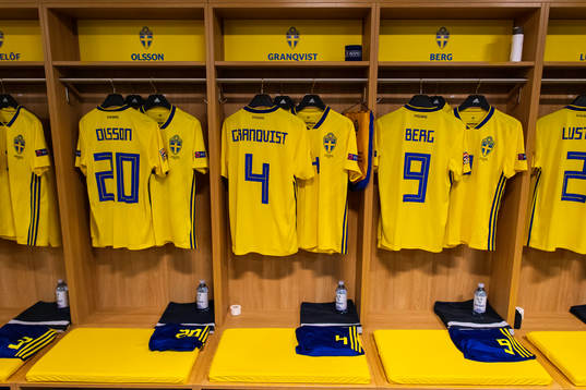 The jerseys of Kristoffer Olsson, Andreas Granqvist and