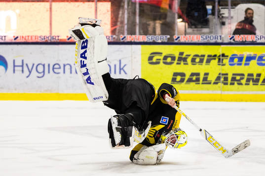 Västerås målvakt Marcus Dahlbom jublar