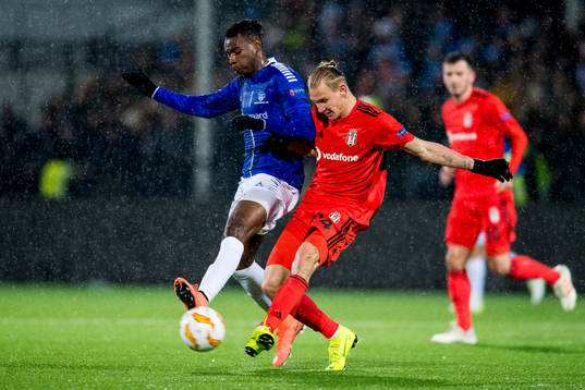 Rashad Muhammed of Sarpsborg 08 and Domagoj Vida of Besiktas