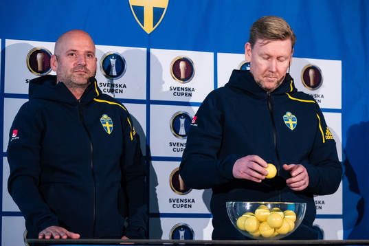 Sveriges assisterande förbundskapter Magnus Wikman och Peter Wettergren