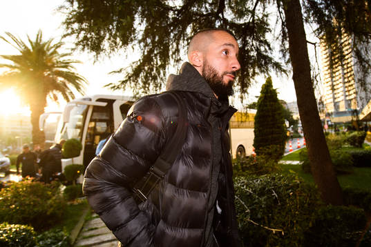 Guillermo Molins of Malmö FF arrives at the hotel ahead of the Europa League match against Besiktas on December 12, 2018 in Istanbul.