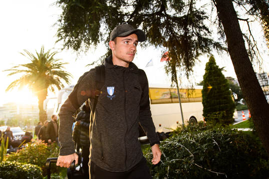 Andreas Vindheim of Malmö FF arrives at the hotel ahead of the Europa League match against Besiktas on December 12, 2018 in Istanbul.