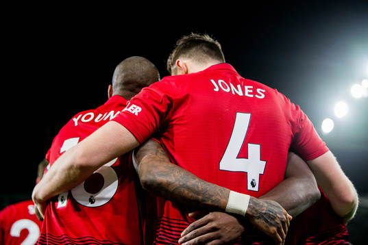 Ashley Young and Phil Jones of Manchester United celebrate
