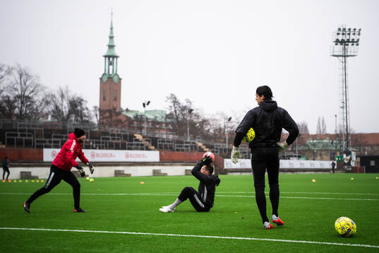 Målvaktstränare Tomas Vainio, målvakt Marko Meerits och