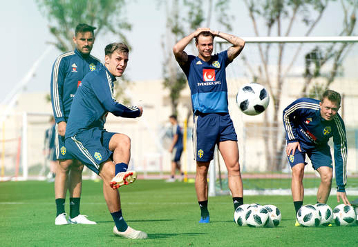 Sweden's Sotirios Papagiannopoulos, Jonathan Levi, Melker Hallberg and Joel Andersson