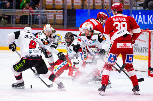 Malmö Redhawks Johan Olofsson, Marcus Sylvegård och Anton