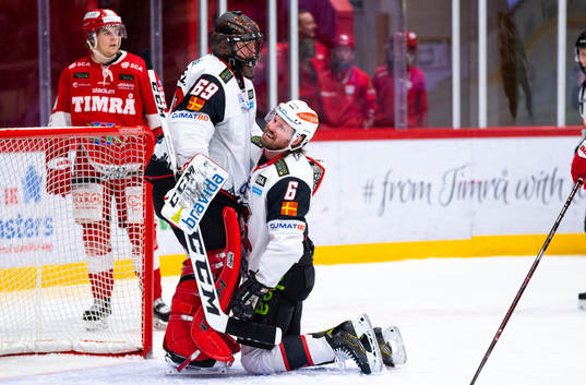 Malmö Redhawks målvakt Oscar Alsenfelt och Stefan Warg