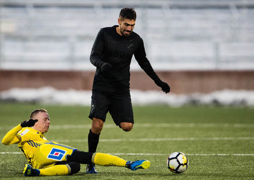 s Stefan Silva under träningsmatchen i fotboll mellan AIK och Sundsvall den 25 januari 2019 i Stockholm. 