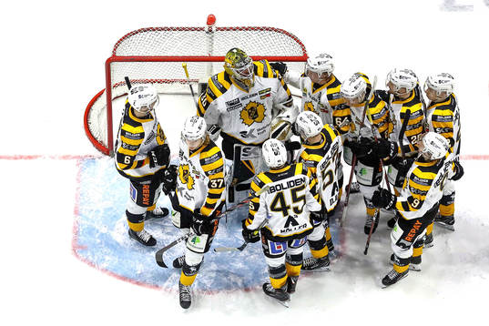 Skellefteås spelare jubel och tackar målvakt Gustaf