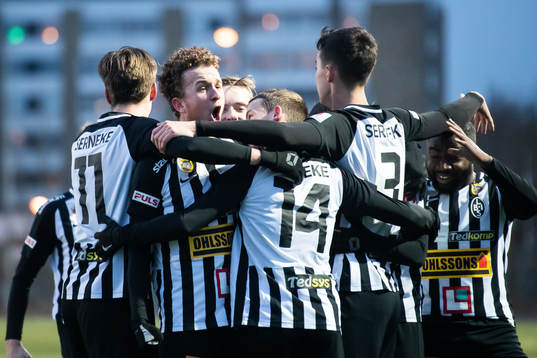 1 målet under en träningsmatch i fotboll mellan Landskrona och Frem den 2 februari 2019 i Landskrona. 