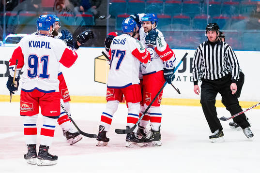 Milan Gulas celebrates with teammates
