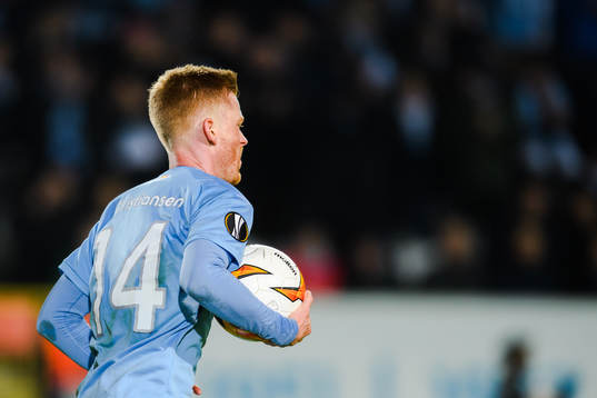 Anders Christiansen of Malmö FF celebrates after scoring 1-2