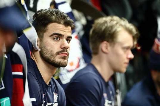 Linköpings Almen Bibic före ishockeymatchen i SHL mellan